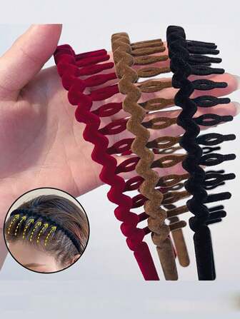 2 stuks nieuwe gevlokte golvende haarbanden met tanden, modieuze hoofdband voor het drogen van het gezicht, pony's, haarband voor vrouwen, haaraccessoires, diadeem