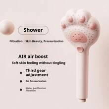 Cute Cat Paw Handheld Shower Head, Home Bathroom High Pressure Massage Sprayer Water-Saving Shower Head Filter