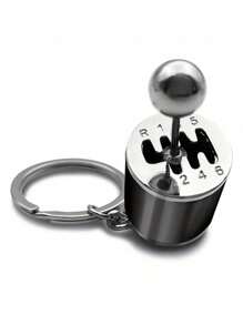 [Mini Alloy Gear Shift Keychain] Alloy Gearbox Keychain - Non-Braided Fashion Gear Shift Stick Keyring Car Accessory - Mini Auto Part Model Keychain (Black)
