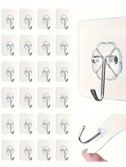 Adhesive Wall Hooks In Transparent Finish For Effortless Organization Across Bathroom, Shower, Kitchen, Outdoor, And Home Entry, Waterproof And Stainless Steel Sticky Hangers For Keys, Towels, Robes, Lanyards, Accessories, And Lightweight Decor - Ideal For Doors, Cabinets, Hooks For Holders, Silent Storage Solutions, Durable Wall Attachments, Seamless Blends With Modern Interiors, Quick Easy Installation, Reusable And Weather Resistant, Perfect For Seasonal Home Refresh And Daily Use