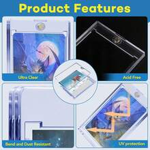 128 PCS Magnetic Card Holder, 35pt One Touch Card Holder,U-V Protection Hard Plastic Magnetic Cards Case,Display Case Protector For Sports Game Baseball Cards - 128Pack - View 4