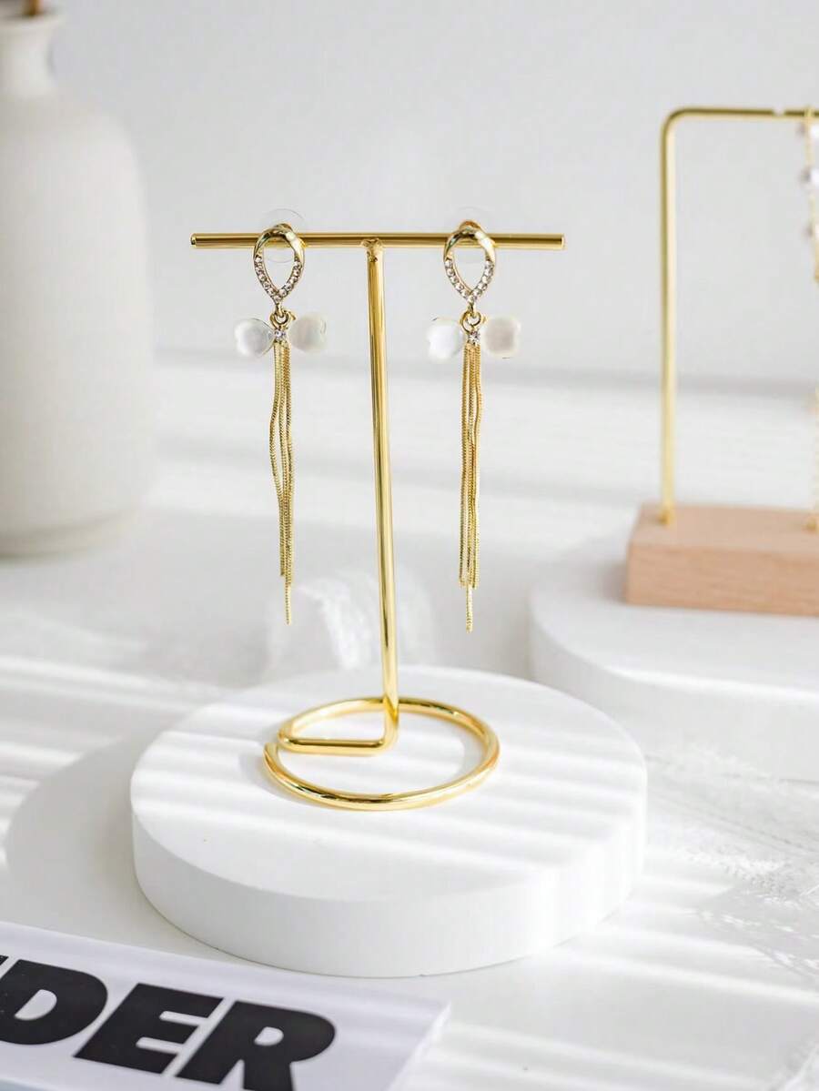 Metall T-förmiger Halsketten Ständer mit Holzsockel, Halsketten Präsentationsständer, Schreibtisch Schmuckaufbewahrung, geeignet für Halsketten, Armbänder, Ohrringe, Live-Streaming und Fotografie Requisiten, ideal für Frauen zum Aufbewahren und Organisieren von Geschenken für Hochzeiten, Sommer und Semesteranfang