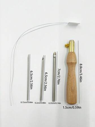 3 件可互换十字绣针、打孔针、DIY 纱线打孔针锥、钩针工具、刺绣套件、大/中/小 3 个打孔针头