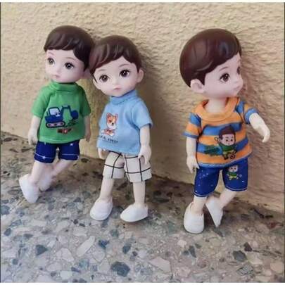 One Piece 6 Inches Cute Baby Dolls, Boy Model 13 Movable Joints Plastic Painted Eyes, For Children Girl Birthday Gift Toys