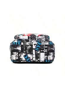 大容量鲨鱼设计背包，学生简约个性化休闲背包，夏季轻便透气印花背包