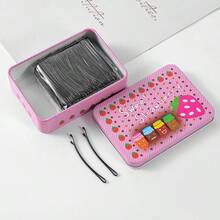 50个/包 女士黑色钢制发夹，纯色发卡，日常发饰，刘海发夹，发卡套装，学习用品 - 黑色 - 查看 4