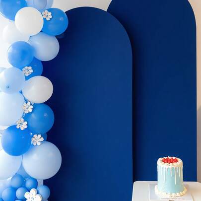 1pc Navy Blue Arch Backdrop, 5ft, 6ft, 6.6ft, 7.2ft Sapphire Blue Wedding Arch Cover, Double Sided Polyester Laminated Fabric Arch Backdrop Dome Arch Backdrop Fabric For Birthday Party Wedding Arch Stand Decoration (Stand Not Included, Only Fabric Backdrop)