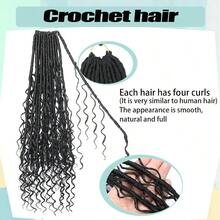 Goddess Locs Crochet Hair 7Pack Pre Looped Braiding Hair 18 Inch Bohemian Faux Locs Boho Braids River Locs Dreadlocs Hair For Black Women01 - 1B - View 3