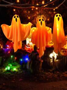 1 件万圣节鬼魂灯 LED 万圣节灯，带发光眼睛的织物鬼魂，模拟逼真的烛光，适用于派对、户外装饰、花园装饰和日常节日装饰，适用于花园、室内、卧室、桌面和室外设置，圣诞节电蜡烛灯，卧室塑料装饰灯，多模式照明模式，包括悬挂绳，非常适合秋季节日 - 彩色 - 查看 5