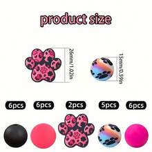 25颗狗爪硅胶珠套装，粉色狗爪动物硅胶散珠，适用于串珠笔、DIY包包链、首饰、钥匙扣、手链、项链、挂绳制作 - 紫紅色 - 查看 4