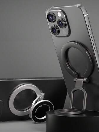 适用于磁性指扣 3 节双面磁吸 1 件超轻超薄强吸力旋转 360° 墙贴无处不在折叠指环手机支架合金便携式通用桌面创意便携式直播懒人支架解放双手办公室厨房淋浴床边健身房汽车兼容 、Android 手机、生日礼物、家人、朋友手机指环支架、手机握把、手机配件