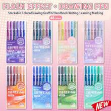Languo 88 Colors Burst Flash Color Neutral Pen Set Jumbo Capacity Metallic Glitter Gel Pens, Flash Special Effects Highly Attractive Drawing Handbook Pen Highlighter 1mm, Elementary School Students Art Drawing Special Diy Drawing Book Can Be Stacked Color Impermeable Paper High Capacity Highlighter Highlighter Gel-Pen Hand Drawing Pen Can Be Used For Student Marking, School Supplies, Back To School