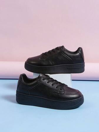 Baskets casual à plateforme pour femmes, à lacets, avec semelle épaisse, imperméables, polyvalentes, blanches, pour le printemps et l'automne
