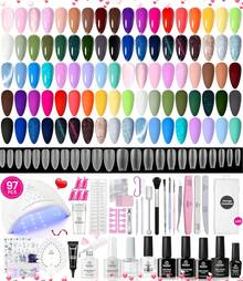 Beetles Gel Nail Polish Kit With U V Light 97Pcs Travel Holiday 45 Colors Gel Polish Set With Nail Stamp Nail Tips Base Top Coat All Season Gel Polish Starter Kit Gift For Women - 0-旅行假期 - 查看 1