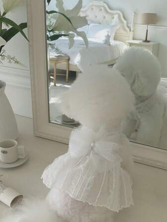 1 件套可爱时尚狗狗婚纱套装，适合贵宾犬、比熊犬、泰迪熊