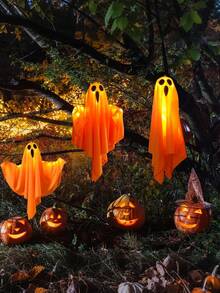 1 件万圣节鬼魂灯 LED 万圣节灯，带发光眼睛的织物鬼魂，模拟逼真的烛光，适用于派对、户外装饰、花园装饰和日常节日装饰，适用于花园、室内、卧室、桌面和室外设置，圣诞节电蜡烛灯，卧室塑料装饰灯，多模式照明模式，包括悬挂绳，非常适合秋季节日 - 彩色 - 查看 7