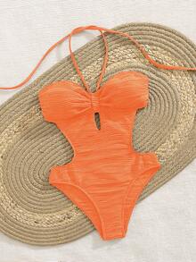 Women's New Sexy One-Piece Cutout Back Wrap Front Swimsuit