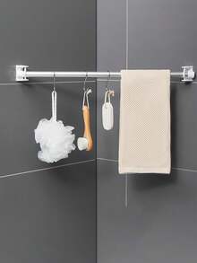 6 pièces Support de tringle à rideaux ajustable sans perçage, crochet adhésif autoadhésif, support de vêtements rotatif à 360° pour salle de bain, maison, bureau, salle de bain d'hôtel, décoration de Noël