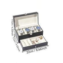 PU 皮革双层珠宝盒，适用于手表、戒指、手镯、手表展示收纳盒，女士收纳整理器，旅行必需品，返校宿舍收纳，秋季装饰