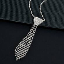 1件水晶水钻箭头形时尚领带，适用于新娘礼服、圣诞装饰等。 - 銀色 - 查看 9