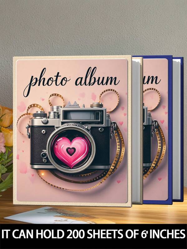 Álbum de fotos de 6 pulgadas que almacena hasta 200 fotos, hecho de tela de terciopelo, de gran capacidad adecuado para fotos familiares y de estudiantes, decoración para boda, aniversario, graduación, aplicable para decoración de invierno, Navidad, Acción de Gracias y Año Nuevo