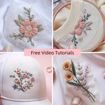 9 parches bordados solubles en agua con diseño autoadhesivo, apropiados para principiantes, adecuados para DIY en faldas, ropa vaquera, sombreros, etc., con videos instructivos incluidos. Manualidades hechas a mano, paquetes de materiales DIY, DIY para camisetas, regalos DIY, moda DIY, tutoriales DIY, kits de herramientas de costura, conjuntos de bordado.