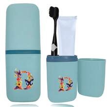 1pc Toothbrush Box Portable Detachable Organizer Case Mouthwash Cup Travel Toothbrush Storage Container Dustproof And Waterproof Toothpaste Holder Suitable Travel Accessories For Business Travel Initial Name 26 Letters Pattern - Blue - View 19