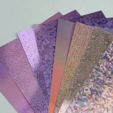8pcs A4 Mixed Color Cardstock, Including Purple Holographic Reflective Paper, 8.3*11.7 Inch, Thick Card Paper For DIY Crafts, Party Decorations, Gift Packaging, 250GSM School Supplies, Back To School