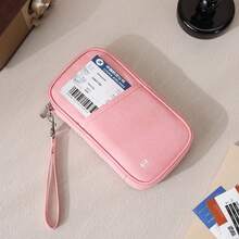 Bolsa porta pasaporte familiar con bloqueo Rfid, billetera para pasaporte, artículos esenciales de viaje, organizador de documentos de viaje, estuche para tarjetas de crédito - Rosa - Ver 9