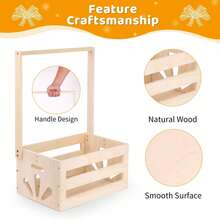 木制婴儿淋浴箱壁橱，带手柄的婴儿储物箱，婴儿淋浴礼物篮，新生儿男孩女孩迎宾礼品篮，木制衣架，新父母情人节孕妇礼物