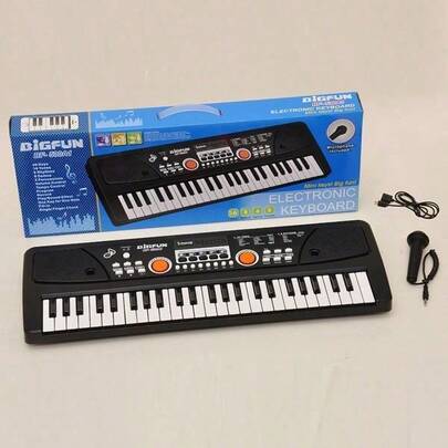 BIGFUN 37/49 Keys USB Electronic Organ Keyboard Piano Digital Music Keyboard With Microphone, Black - Children Electronic Keyboard, Cultivate Hobbies