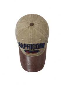 1 Stück unisex vintage gewaschene Baseballkappe mit gesticktem "CAPRICORN AC - DC EST.1985" Logo, zweifarbiges Farbblockdesign, verstellbare Passform für Männer & Frauen, Retro Streetwear Hut für Outdoor-Aktivitäten, lässigen Alltag und Musikfestival-Looks