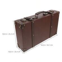 OUNONA Retro Decorative Luggage Box With Leather And Wooden Material For Home Decor Light Brown Classic British Style Storage Solution