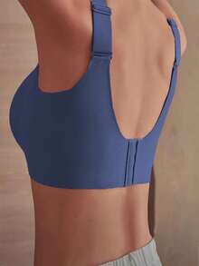 Full Coverage Adjustable Bra, Wirefree Lift & Support For Big Bust, Minimizes Underboob, Plus Size - Blue - View 3