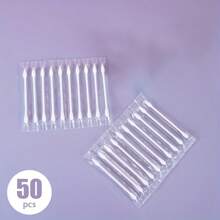 50/100pcs Individually Packaged Portable Ear Cleaning Double-Head Makeup Remover Sticks, One-Time Use