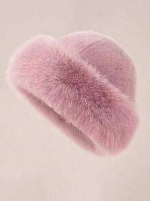 1 件女士奢华蓬松帽，大号，厚蓬松饰边，保暖耳罩，多功能冬季配饰，优雅的节日礼物 - 彩色 - 查看 5