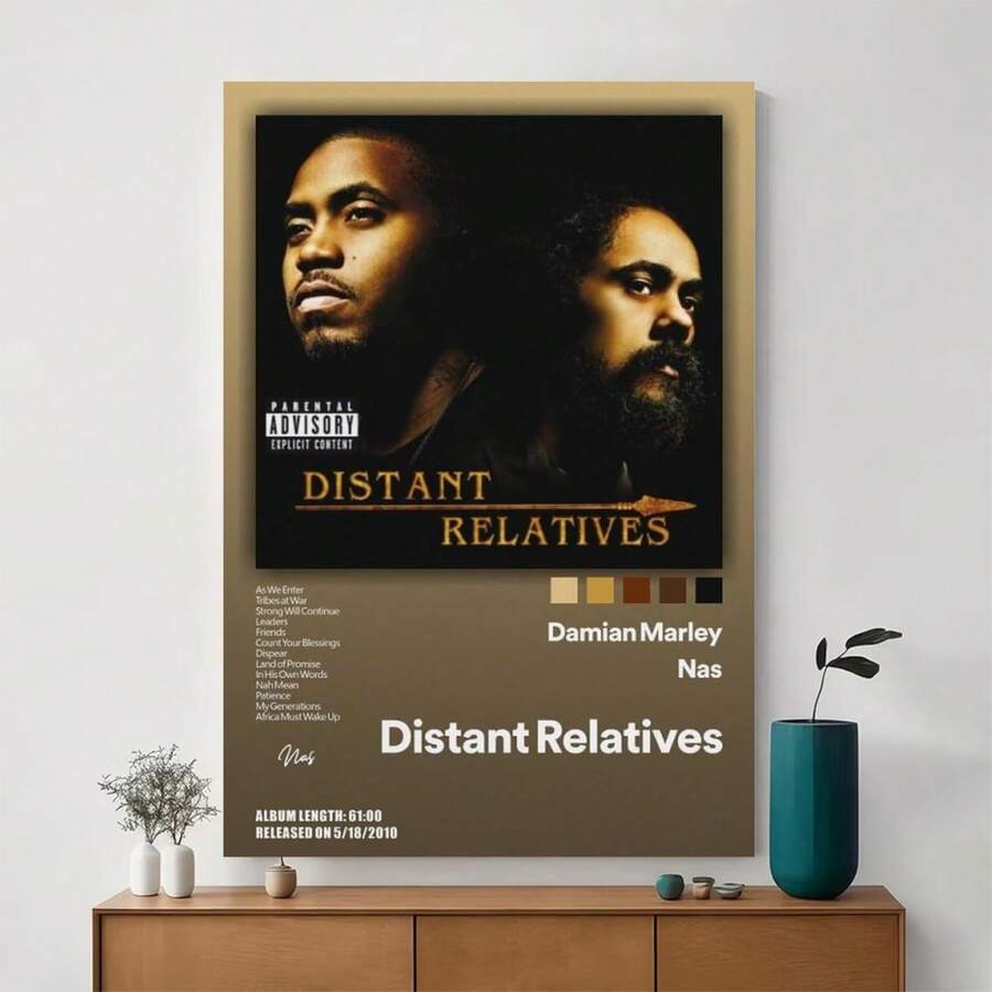 Framed Distant Relatives Music Album Cover Poster Star Pop Decorative Painting Canvas Wall Art Decor Print Posters Picture Paintings Decoration Aesthetic Mural - Framed - View 1