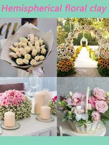 4 bucăți de spumă florală rotundă emisferică, fabricată din material poliester durabil, potrivită pentru realizarea de buchete de flori proaspete și flori artificiale, ideală pentru decorarea casei, a petrecerilor și a evenimentelor