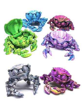 1pc 3D Printed Crab Cyberpunk Mechanical Crab Model, Openable Crab Shell, Movable Exoskeleton, Home Decoration, Gift Toy Model