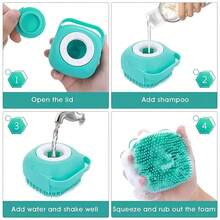 Multi-Color Silicone Pet Shampoo Brush With Built-In Dispenser - Gentle Massage Bath Comb For Dogs And Cats, No Battery Required