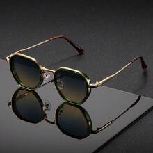 1 Pair Unisex Retro Metal Geometric Full Frame Fashion Glasses, Stylish Classic Decor, Suitable For Outings, Sports, Beach, Festivals, Travel, Street Wear Accessories - Multicolor - View 11
