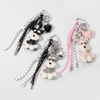 1pc Schnauzer Dog Lover Keychain, Includes Cute Schnauzer Pendant, Heart Charm And 2 Braided Hanging Strings, Suitable For Bag, Car And Festival Decoration Backpack For School Car Accessories Goth Y2k Christmas Gift Ideas Bag Accessories Lanyards With Id Holder Car Accessories Bag Charms Car Accessories Teacher Friend Sister