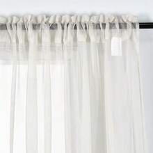 2 Panels Solid Color Beige Sheer Curtains Elegant Rod Pocket Window Voile Panels Drapes For Bedroom Living Room (52X45 Inches) - 米色 - 查看 2