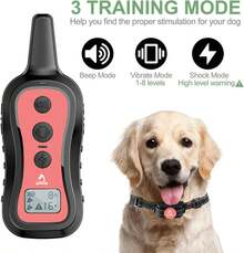 Dog Training Collar Dog Shock Collar With Remote - 3 Training Modes, Beep, Vibration And Shock, Up To 1000 Ft Remote Range, Rainproof For Small Medium Large Dogs - Hot Pink - View 1