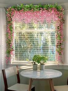 1PC Wisteria Hanging Flowers 70.87in Artificial Wisteria Vine Silk Wisteria Flowers Garland For Wedding Arch Party Garden Home Decor Wall Decor Easter Gift - Pink - View 3