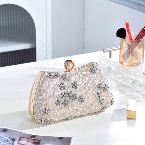 New Arrivals Stylish European & American Lady's Gala Handbag, Minimalist Luxury Beaded Crossbody Bag, Bridesmaid's Dress Accessory