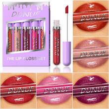 DUNUF 5 Pcs Long-Lasting Lip Gloss Set Waterproof Lipstick Non-Fading Non-Stick Cup Beginner Friendly Perfect Christmas Gift Beautifully Wrapped - Multicolor - View 2