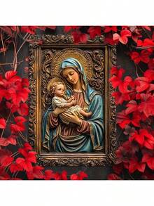 1 pieza Letrero de metal con estilo vintage de la Virgen María - Decoración del hogar católica, arte de pared estilo granja, placa de estaño religiosa de la iglesia, regalo decorativo cristiano, 8"X12" de aluminio, para colgar en la pared, tema del hogar - Multicolor - Ver 6