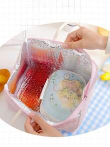 1pc Customized Thick Aluminum Foil Lunch Bag, Portable Insulated Cooler Bag With Multiple Pockets, Waterproof Handbag For Students, Office Workers, Outdoor Activities, Picnics - Suitable As Mother's Day, Valentine's Day, Nurses Day, Teacher's Day, Christmas, Back To School Gift, Women's Birthday Gift