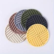 1pc Silicone Coaster, Drink Coaster, Black Glass Coaster With Drink, Bar, Cup Holder, Glass Table Coaster - Multicolor - View 8
